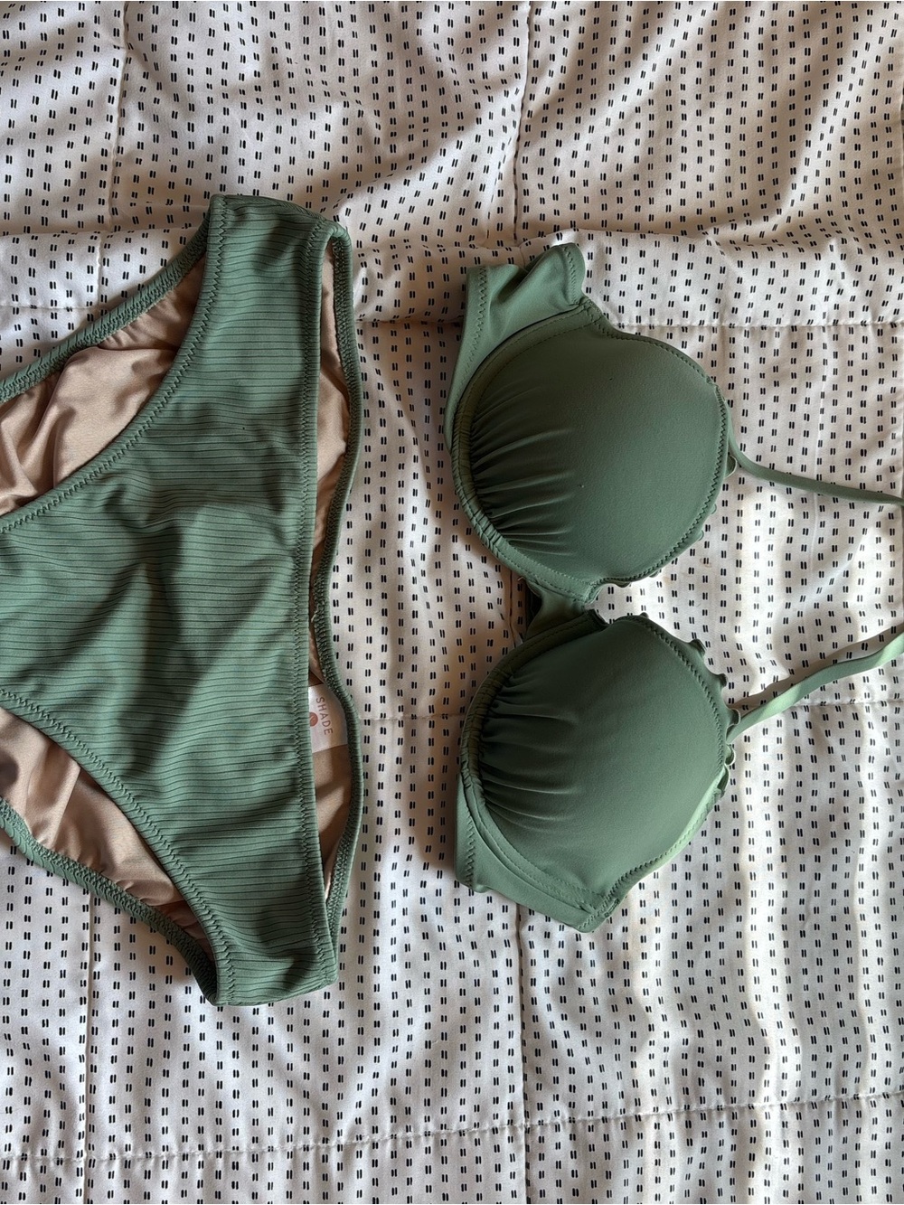 Shade & Shore Olive Green Ribbed Bikini Set